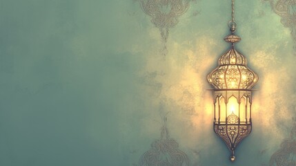 Wall Mural - Ornate Islamic Lantern 3D Illustration for Eid al-Adha