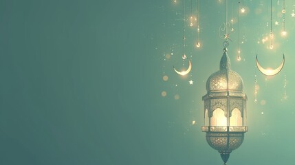 Wall Mural - Ornate Islamic Lantern 3D Illustration for Eid al-Adha