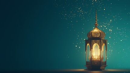 Wall Mural - Ornate Islamic Lantern 3D Illustration for Eid al-Adha