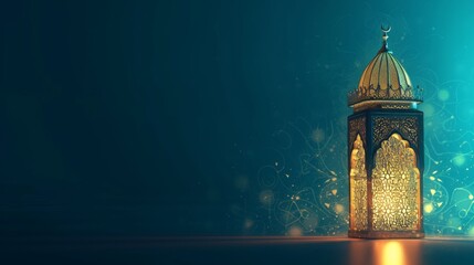 Wall Mural - Ornate Islamic Lantern 3D Illustration for Eid al-Adha