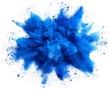 © ASSIASIA - bright blue holi paint color powder festival explosion burst isolated white background. industrial print concept background