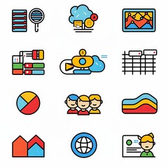 Wall Mural - A set of icons for various computer-related tasks