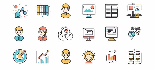 Wall Mural - A collection of icons for various computer-related tasks