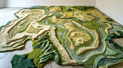 Enchanted Cartographic Landscape Art with Organic Textured Terrain