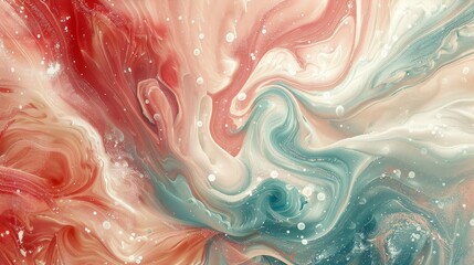Wall Mural - Cranberry red frosty white and shimmering teal swirls wallpaper