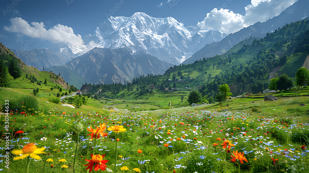 enchanting image of Fairy Meadows lush green meadow carpeted wildflower ...