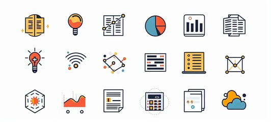 Wall Mural - A collection of icons for various technology and business related items