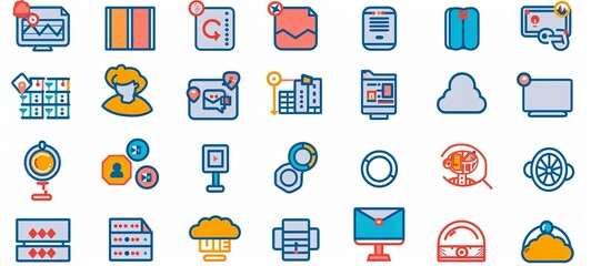 Wall Mural - A collection of icons for various computer programs and devices