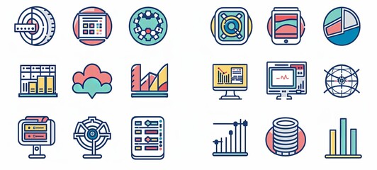 Wall Mural - A set of icons for various computer programs and devices