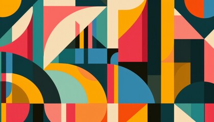 Wall Mural - Colorful Geometric Abstract Digital Art with Modern Shapes and Patterns