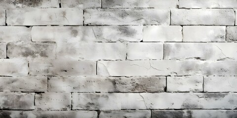 Wall Mural - Ideal White Brick Wall Background for Architectural Designs with Grunge Aesthetic. Concept Architectural Photography, White Brick Wall, Grunge Aesthetic