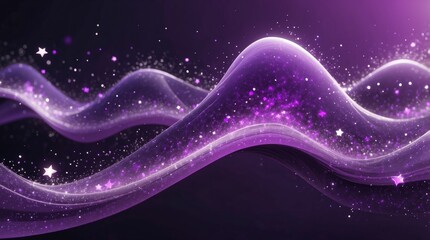 Wall Mural - purple particles wave with shimmering dots and radiant stars-