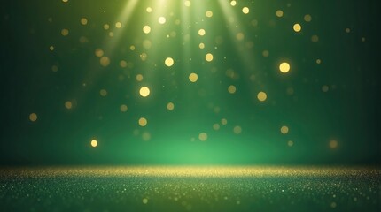 Wall Mural - radiant golden bokeh illuminating a deep green canvas, perfect for st. patrick's day events