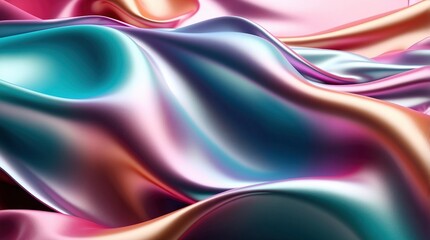 Wall Mural - shimmering chrome elegance bright gradient fabric 3d wave