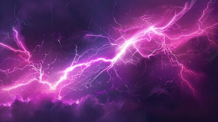 Wall Mural - realistic pink electrical lightning strike set against dark night sky transformation of energy