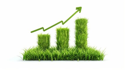 Growth chart of green grass on a white background.

