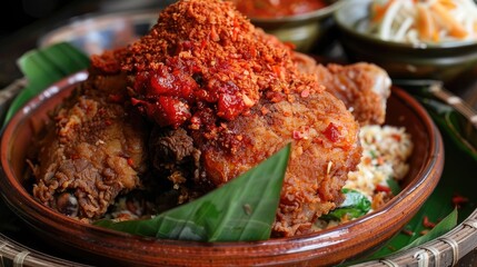 Wall Mural - Fried Chicken from Kalasan Yogyakarta with Special Spices and Crispy Kremes