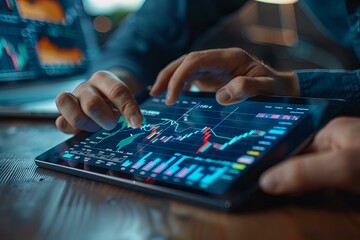 Wall Mural - Person examining tablet chart