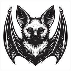 Bat with a large wing on a white background