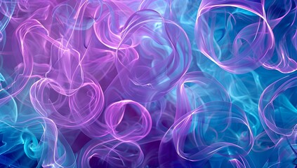 Wall Mural - Abstract purple and blue background with swirling ribbons forming circular shapes in the style of unknown artist
