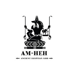 Silhouette of the Iconic ancient Egyptian god am-heh, Middle Eastern god Logo for Modern Use