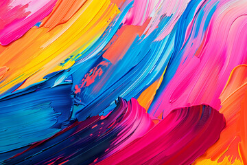 Wall Mural - A painting with a lot of colors and brush strokes. The painting has a lot of energy and movement. abstract painted background fluro colours brushstrokes arcs, zoomed out