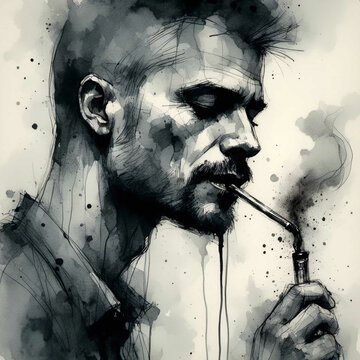 Man Enjoying a Cigarette