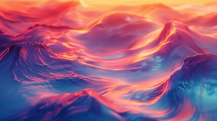 Wall Mural - Abstract fiery waves merging with serene water waves in a vivid backdrop in