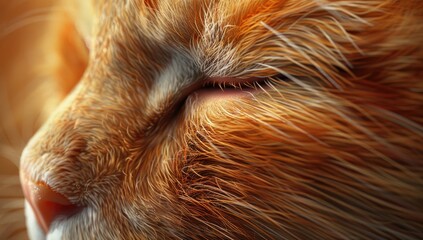 Sleeping Cat Face Close-Up