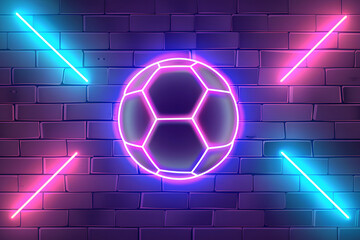 Wall Mural - Football with futuristic technology. Colors glow neon background.