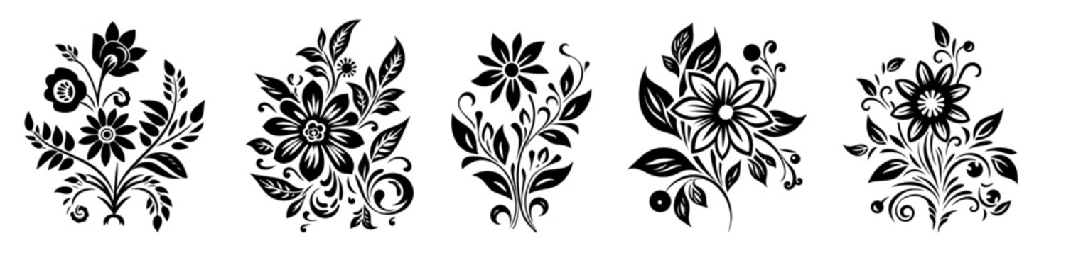 set of floral ornament illustrations