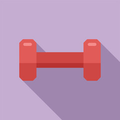 Wall Mural - Simplified illustration of a flat design red dumbbell icon with a soft shadow, isolated on a purple background