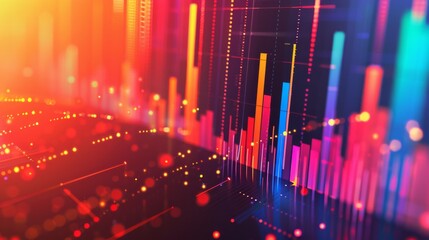 Fototapete - An abstract background with geometric shapes and colorful gradients, representing data visualization and analysis.