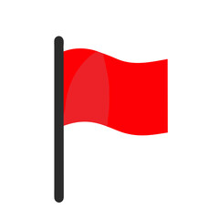 Wall Mural - red flag icon waving - minimalist vector illustration
