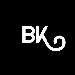 BK letter logo design on black background. BK creative initials letter logo concept. bk letter design. BK white letter design on black background. B K, b k logo