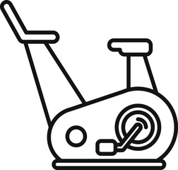 Sticker - Black and white line art illustration of a modern stationary exercise bike