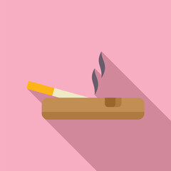 Poster - Minimalistic vector graphic of a lit match on a pink background