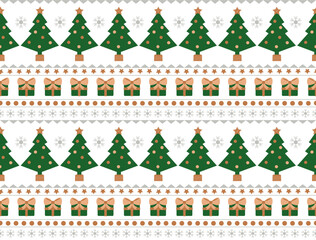 Wall Mural - Christmas tree, snowflakes and  gift boxes.Holiday wallpaper and wrapping paper design. vector digital illustration