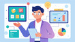 © Justlight - A student confidently presented their research project using a combination of interactive tablet slides and oral explanations.. Vector illustration