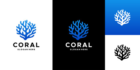 Aquatic Coral logo design vector