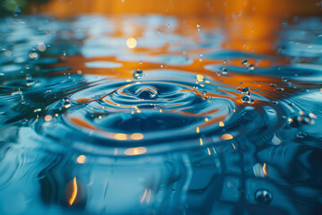 Wall Mural - rippled reflections on a water surface, distorting the image. concept of perception and reality. gen