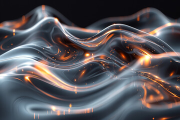 Wall Mural - Abstract waves of light creating a sense of flow. Concept of motion and fluidity. Generative Ai.