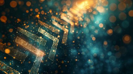Abstract technology background with glowing particles resembling digital data transfer