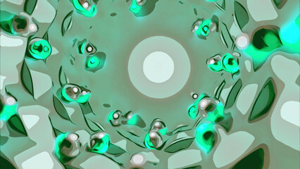 Wall Mural - sci fi background with technological tunnel. design. rolling tiny colorful spheres around the uneven
