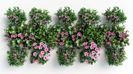 Wall Mural - Lush Greenery with Pink Flowers, Generative AI