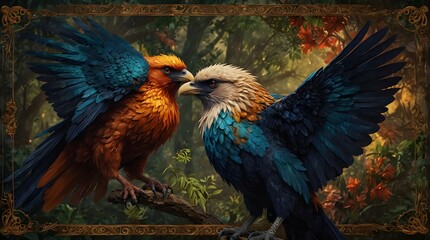 Wall Mural - birds and nature  background and wallpaper