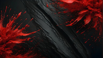 Red liquid splash on dark background