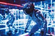 © Bernardo - Cybernetic Sprint: Athletes Racing in Advanced Futuristic Gear Under Neon Lights