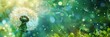 © Yeivaz - Dandelion seeds in the sunlight blowing away across a fresh green morning background