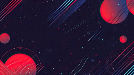 Wall Mural - A space background with red and blue circles and lines